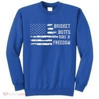 Brisket Butts Ribs And Freedom BBQ American Flag Sweatshirt thumb 0