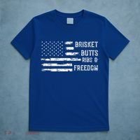 Brisket Butts Ribs And Freedom BBQ American Flag T-Shirt thumb 5