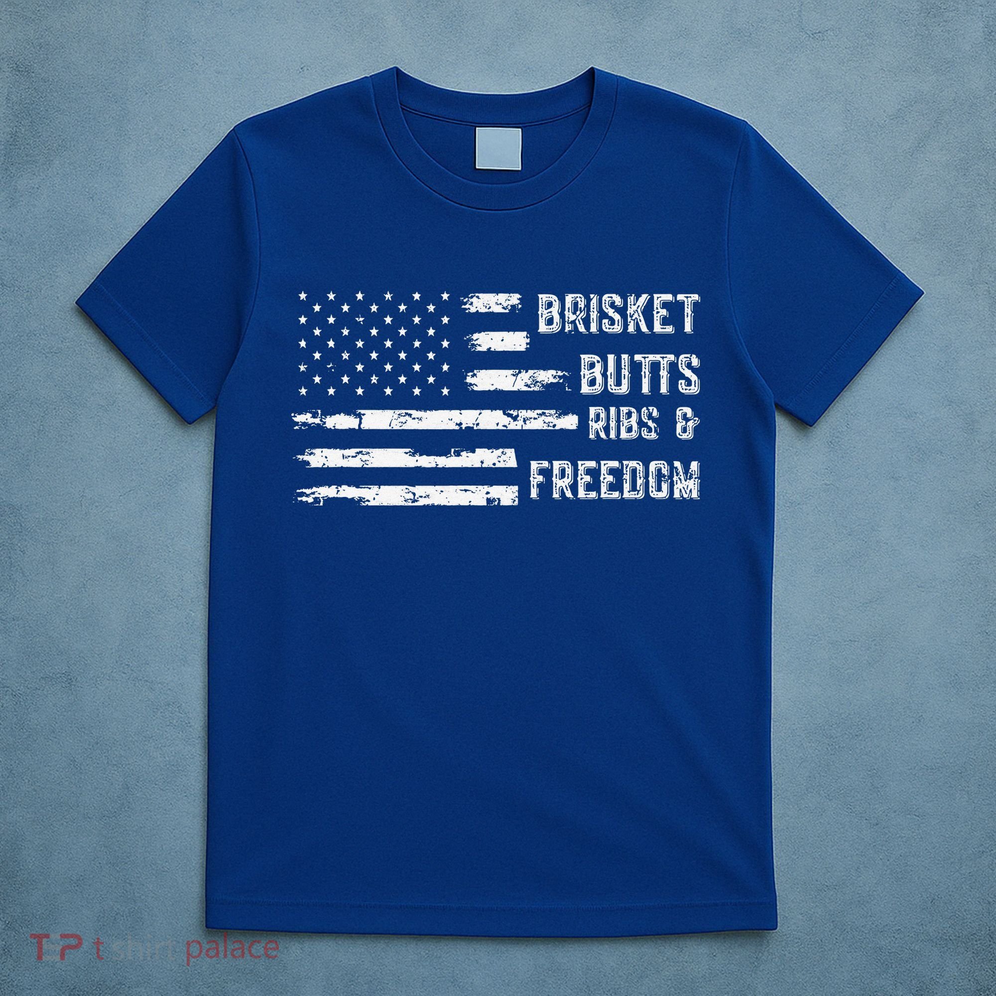 Brisket Butts Ribs And Freedom BBQ American Flag T-Shirt