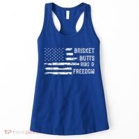 Brisket Butts Ribs And Freedom BBQ American Flag Women's Tank Top thumb 0