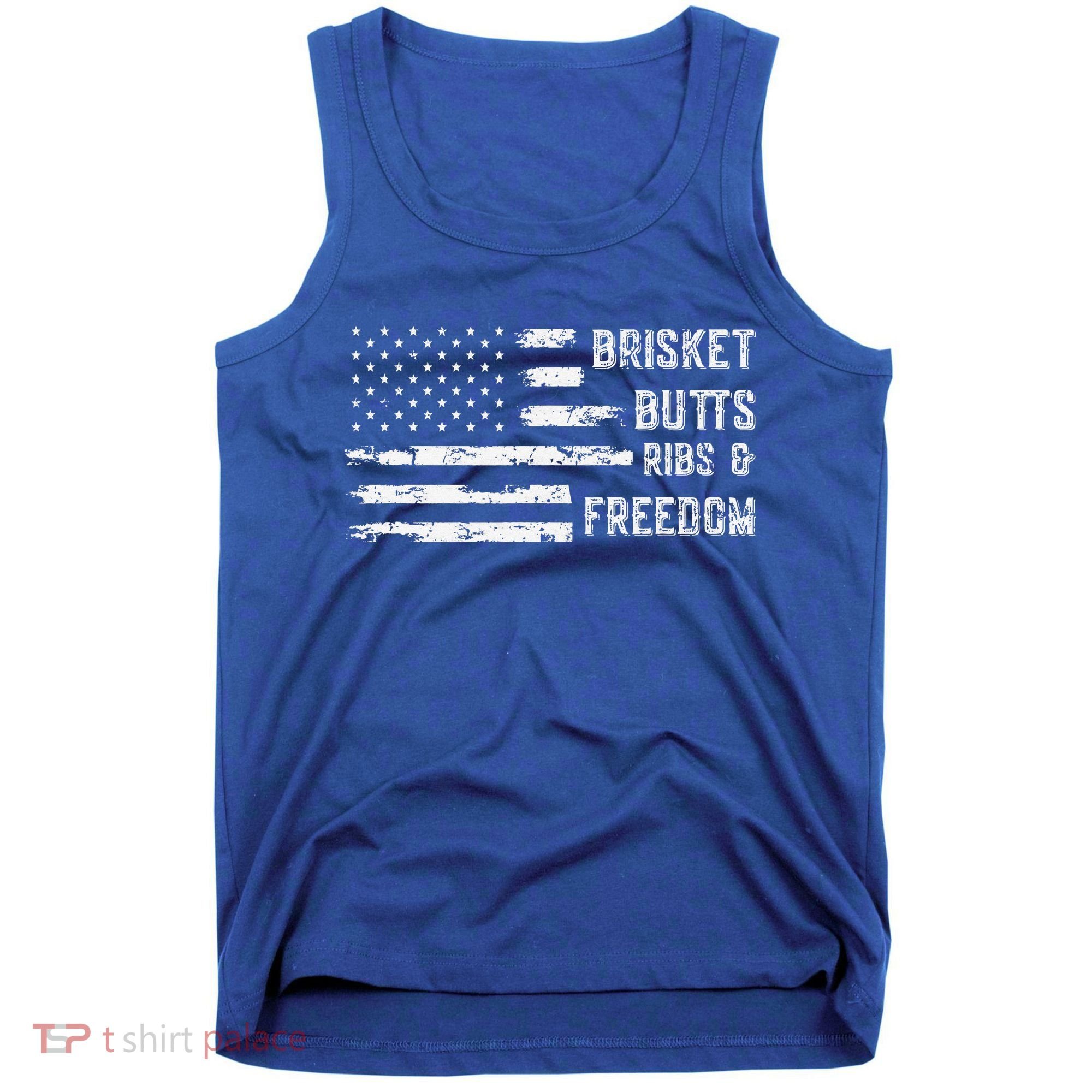 Brisket Butts Ribs And Freedom BBQ American Flag Tank Top