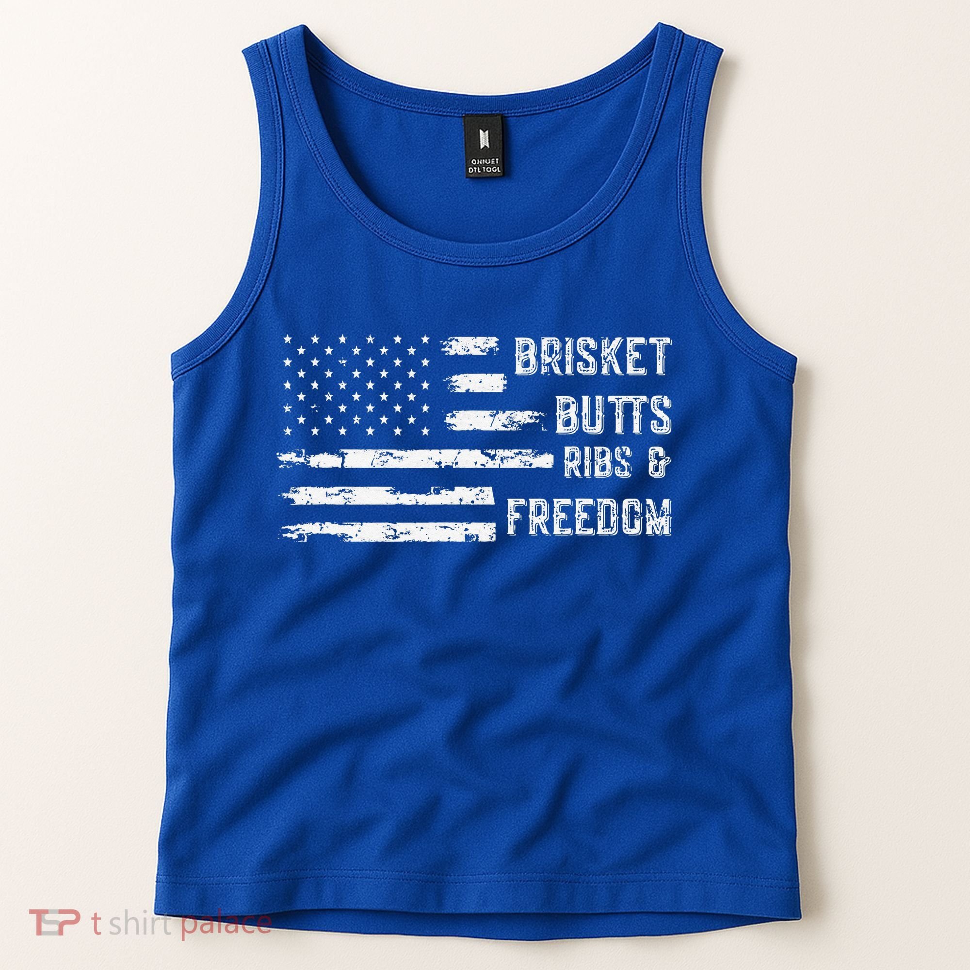Brisket Butts Ribs And Freedom BBQ American Flag Tank Top