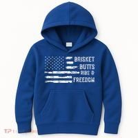 Brisket Butts Ribs And Freedom BBQ American Flag Kids Hoodie thumb 0