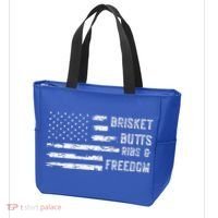 Brisket Butts Ribs And Freedom BBQ American Flag Tote Bag thumb 3