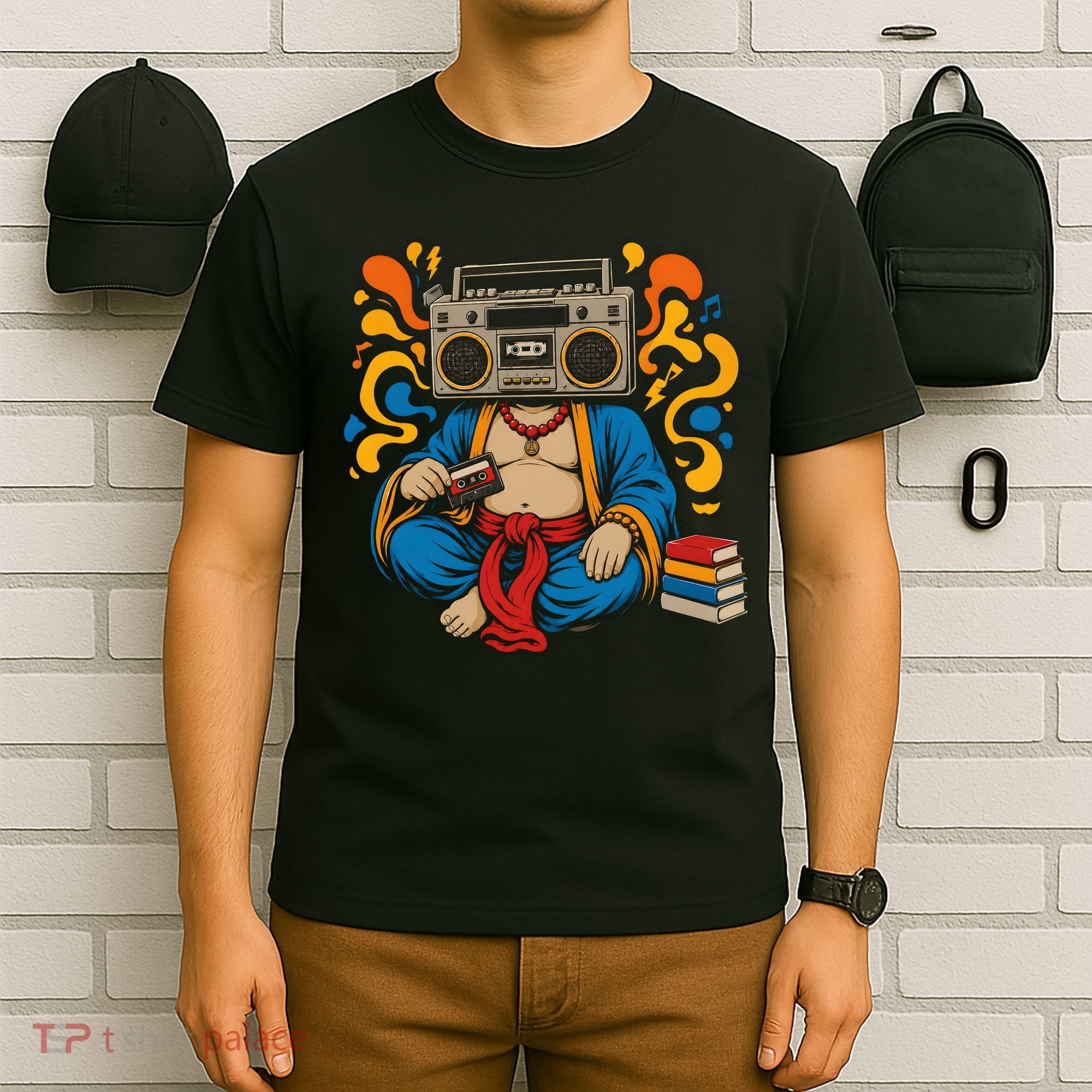 Buddha Boombox Retro Music Vibes T-Shirt
