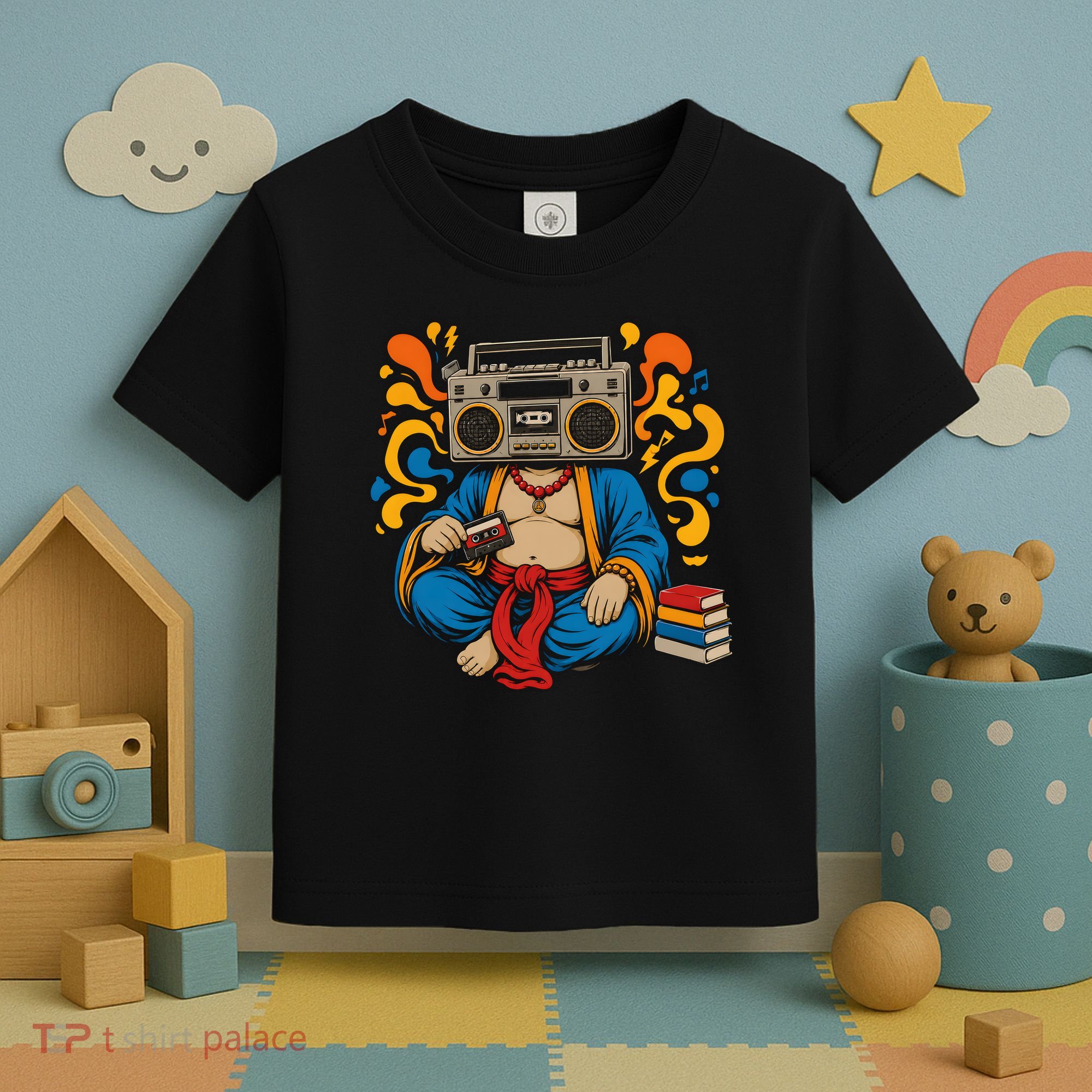 Buddha Boombox Retro Music Vibes Toddler T-Shirt
