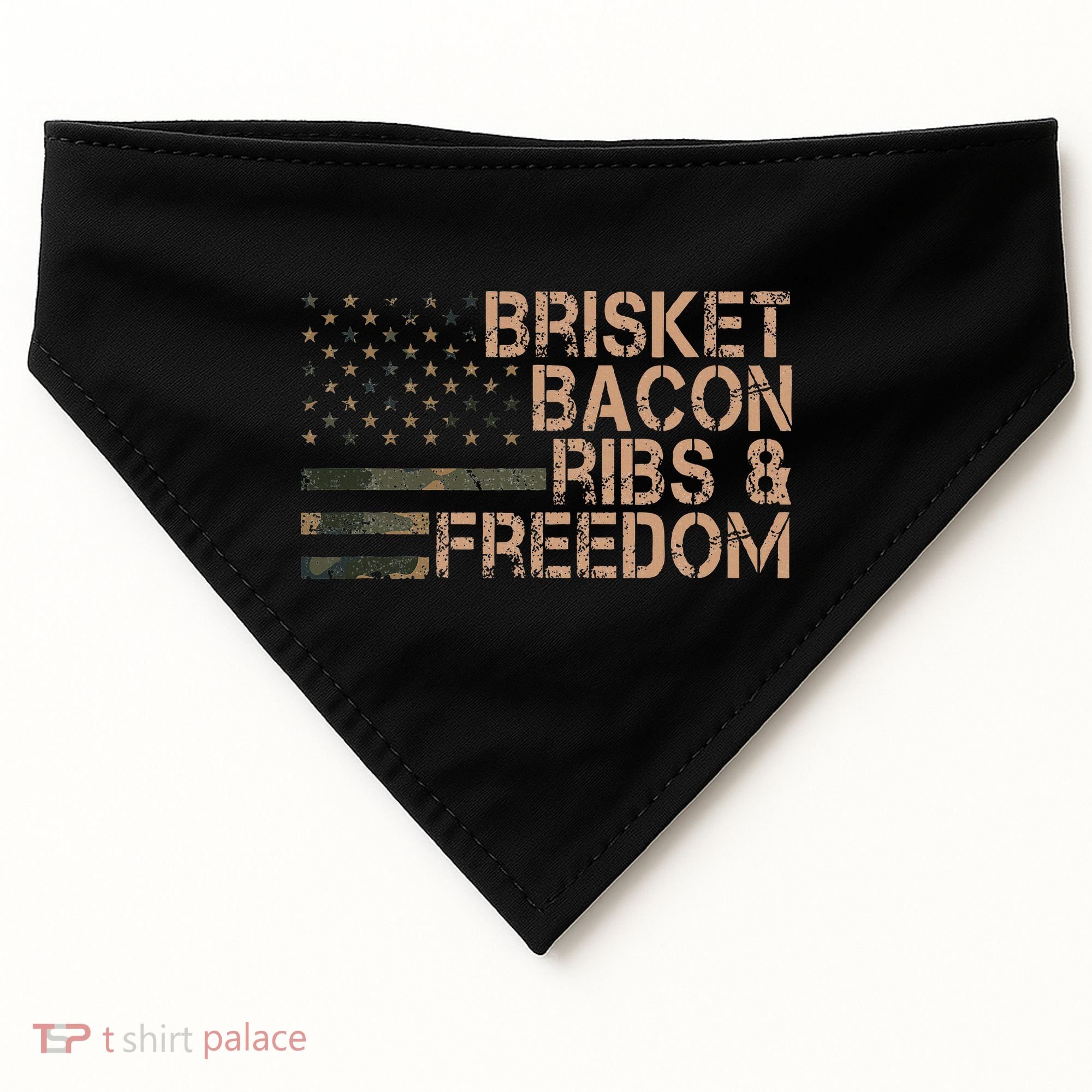 Brisket Bacon Ribs & Freedom Grill Bbq Funny Meat Smoking USA-Made Doggie Bandana