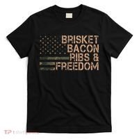 Brisket Bacon Ribs & Freedom Grill Bbq Funny Meat Smoking T-Shirt thumb 0