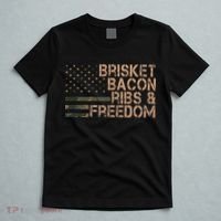 Brisket Bacon Ribs & Freedom Grill Bbq Funny Meat Smoking T-Shirt thumb 5