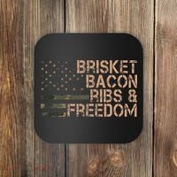 Brisket Bacon Ribs & Freedom Grill Bbq Funny Meat Smoking Coaster thumb 0