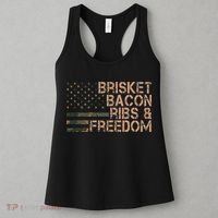 Brisket Bacon Ribs & Freedom Grill Bbq Funny Meat Smoking Women's Tank Top thumb 3