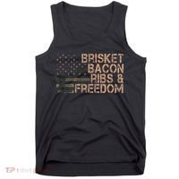 Brisket Bacon Ribs & Freedom Grill Bbq Funny Meat Smoking Tank Top thumb 0