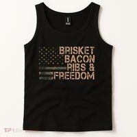 Brisket Bacon Ribs & Freedom Grill Bbq Funny Meat Smoking Tank Top thumb 2