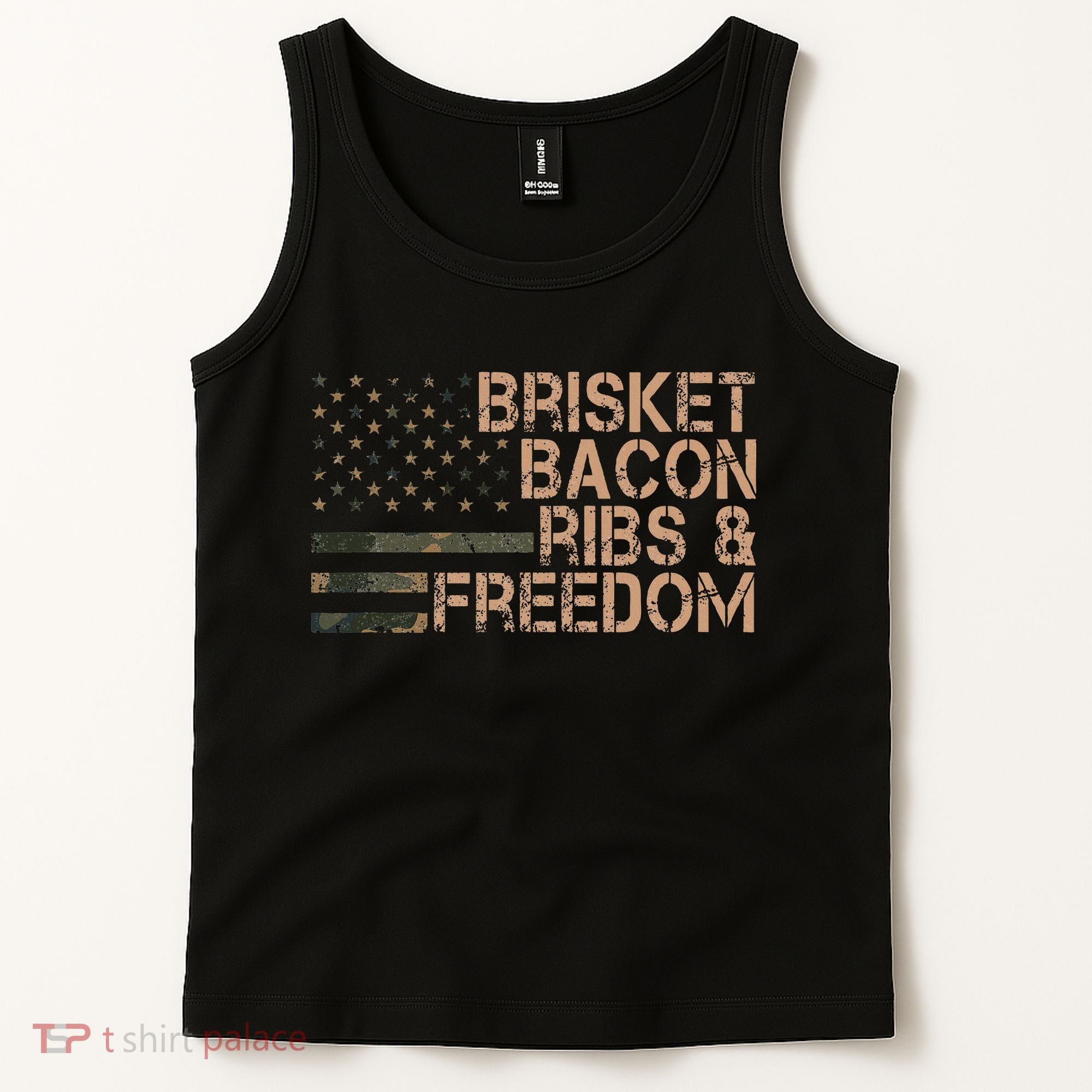 Brisket Bacon Ribs & Freedom Grill Bbq Funny Meat Smoking Tank Top
