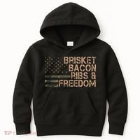 Brisket Bacon Ribs & Freedom Grill Bbq Funny Meat Smoking Kids Hoodie thumb 0