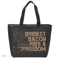 Brisket Bacon Ribs & Freedom Grill Bbq Funny Meat Smoking Tote Bag thumb 0