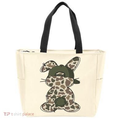 Boy Bunny Rabbit Duck Camo Camouflage Hat Ball Cap Easter Tote Bag