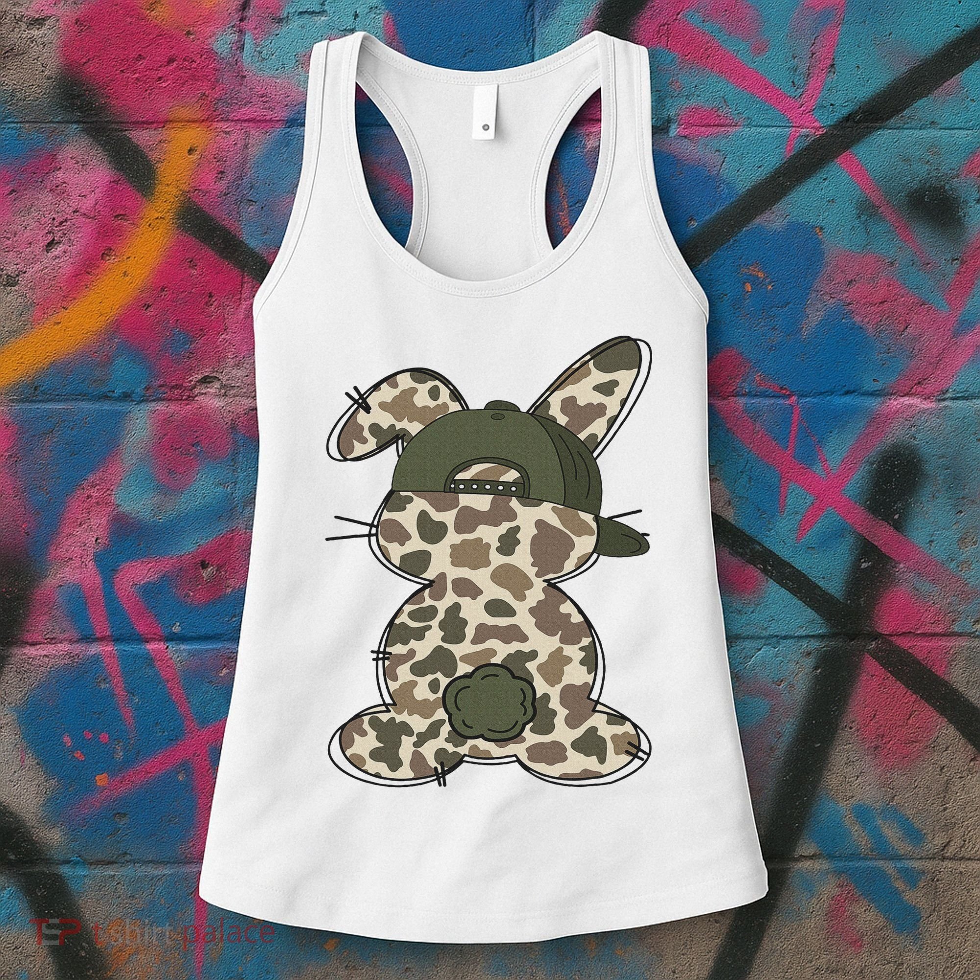 Boy Bunny Rabbit Duck Camo Camouflage Hat Ball Cap Easter Women's Tank Top