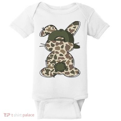 Boy Bunny Rabbit Duck Camo Camouflage Hat Ball Cap Easter Baby Bodysuit