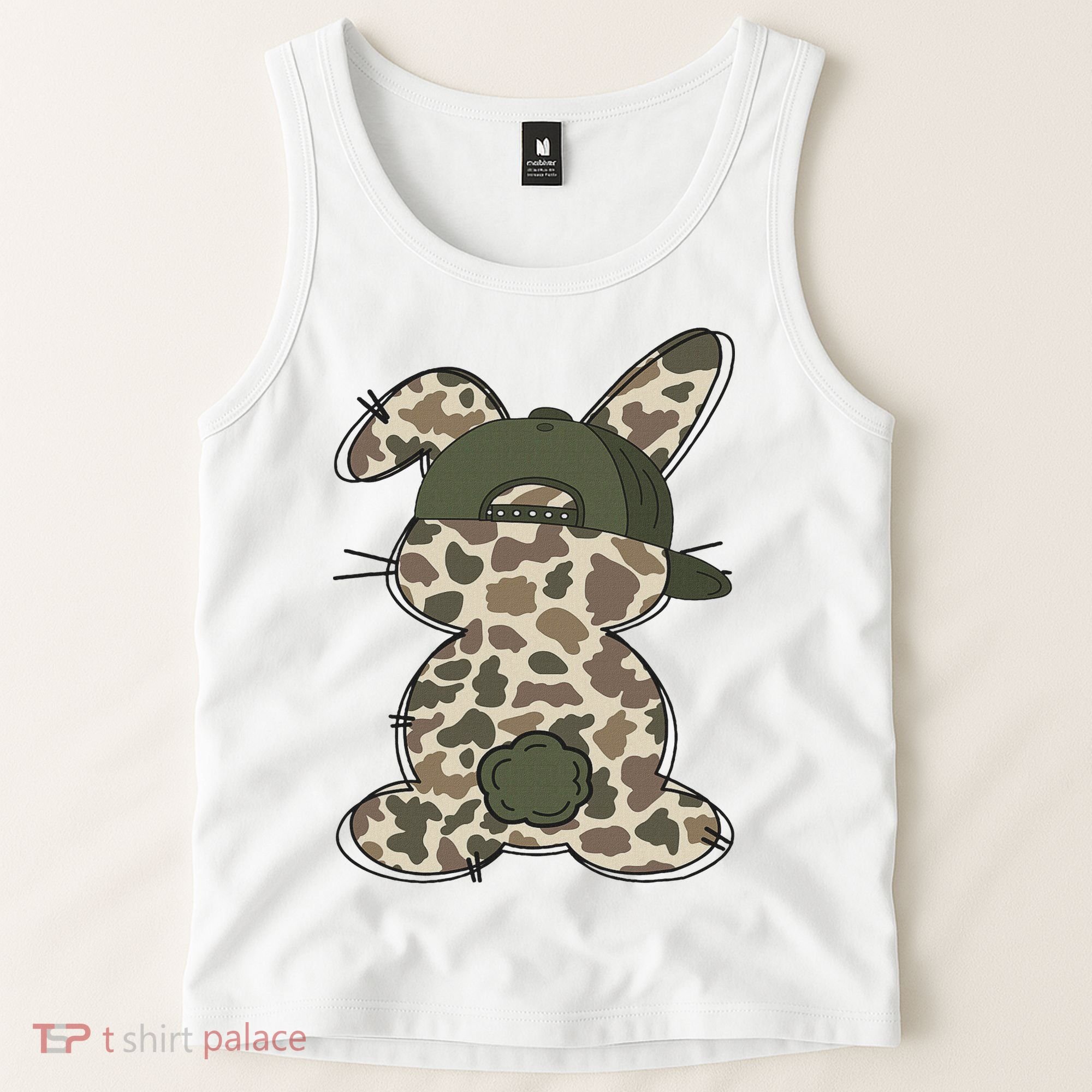 Boy Bunny Rabbit Duck Camo Camouflage Hat Ball Cap Easter Tank Top