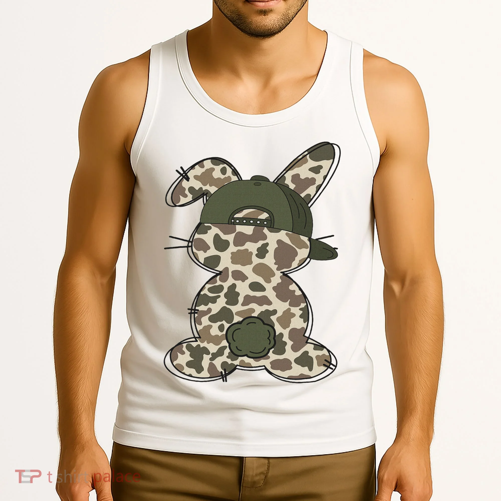 Boy Bunny Rabbit Duck Camo Camouflage Hat Ball Cap Easter Tank Top