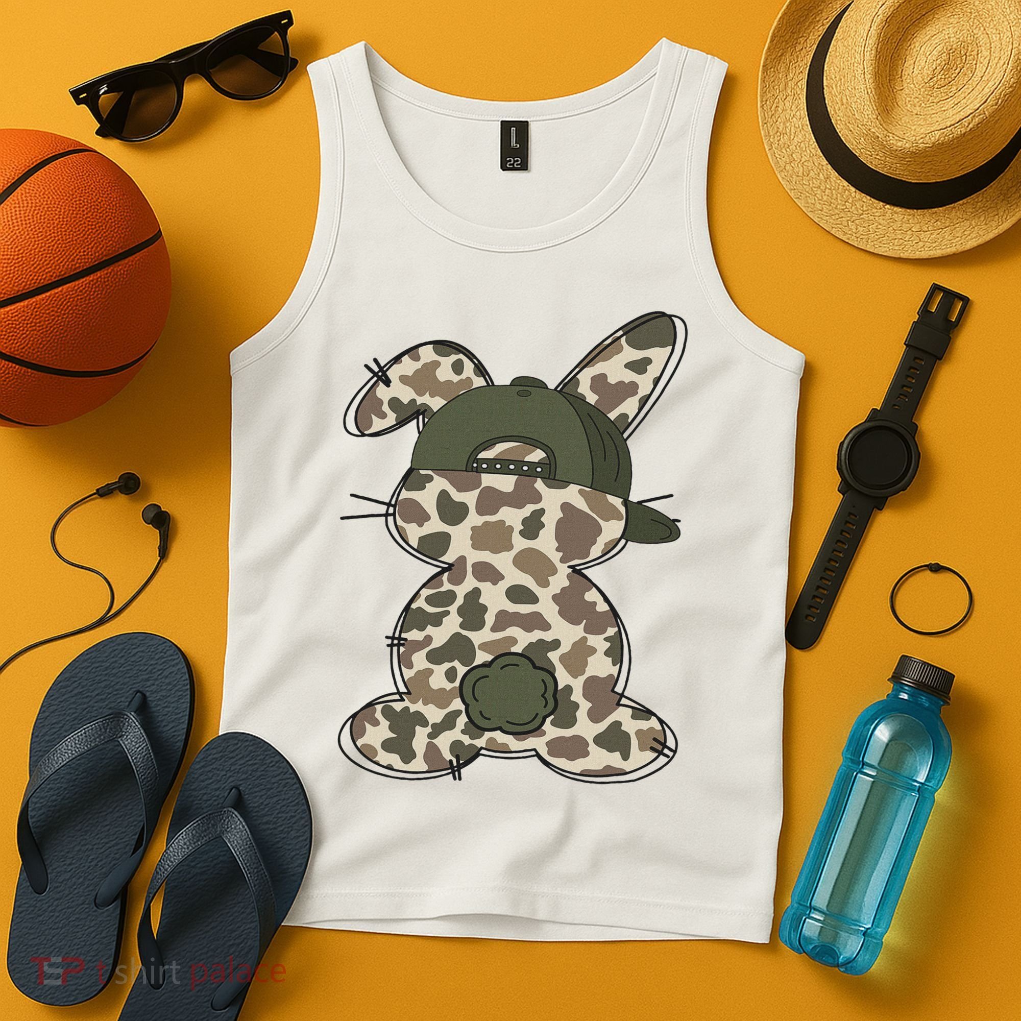 Boy Bunny Rabbit Duck Camo Camouflage Hat Ball Cap Easter Tank Top