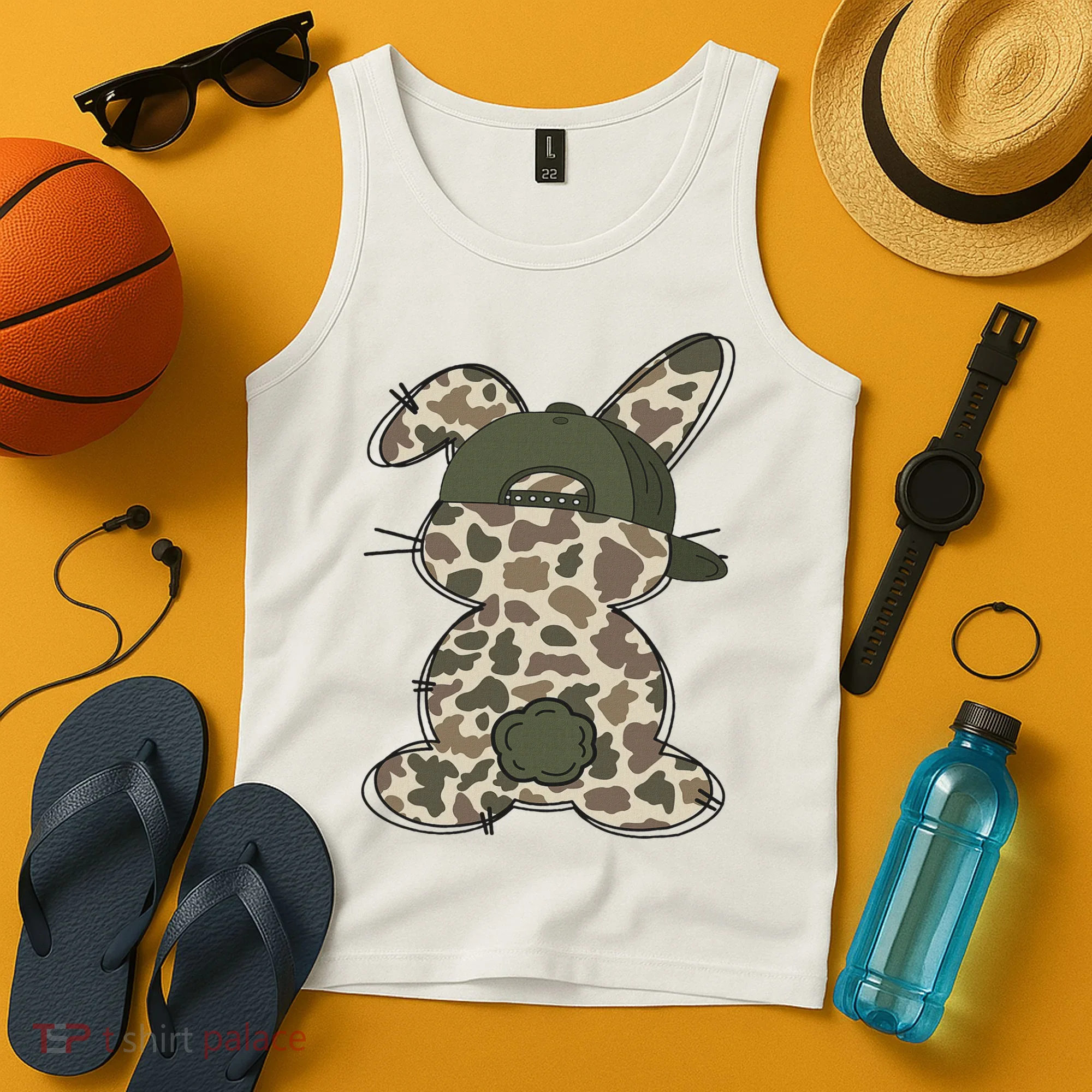 Boy Bunny Rabbit Duck Camo Camouflage Hat Ball Cap Easter Tank Top