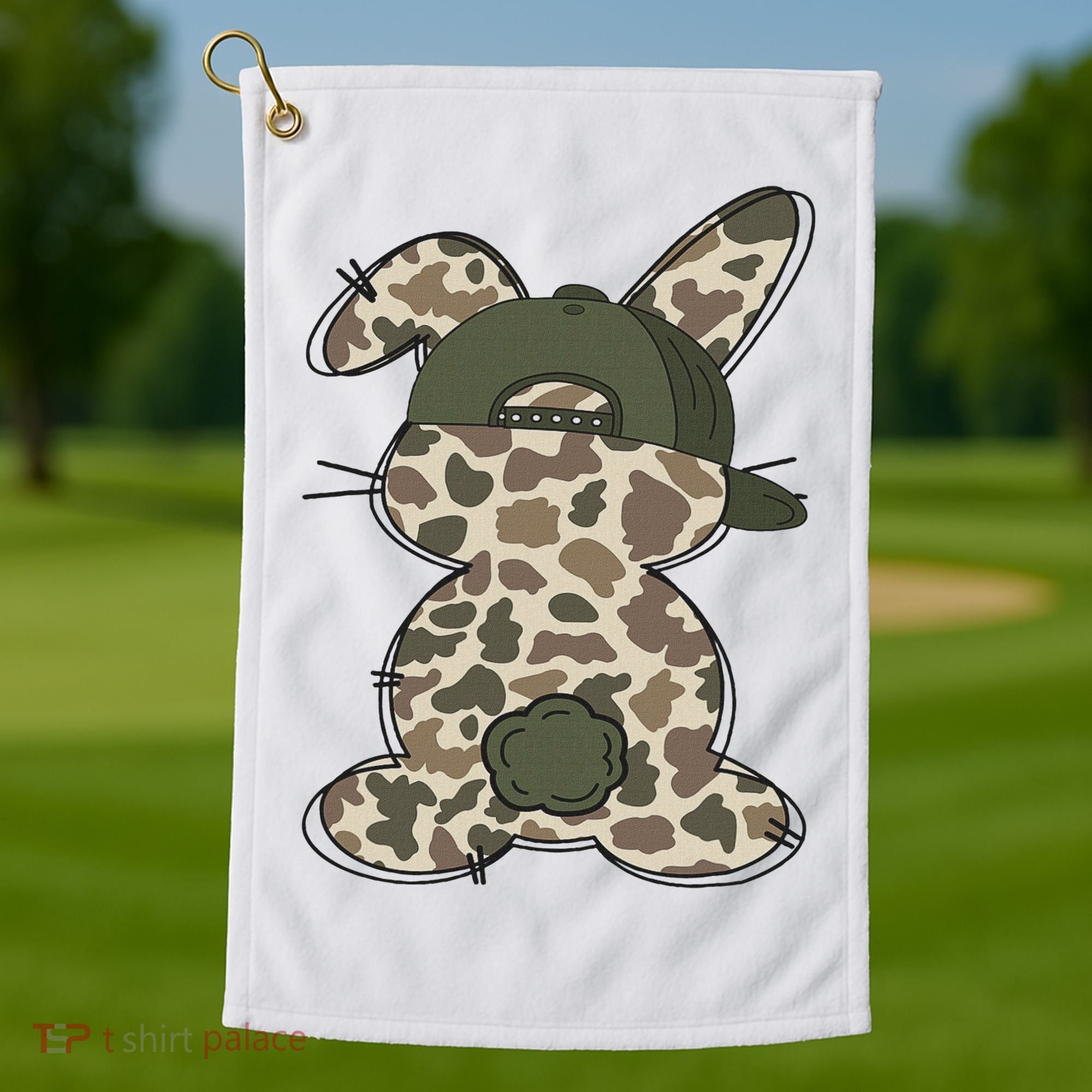 Boy Bunny Rabbit Duck Camo Camouflage Hat Ball Cap Easter Golf Towel