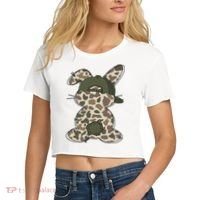 Boy Bunny Rabbit Duck Camo Camouflage Hat Ball Cap Easter Women's Crop Top Tee thumb 2