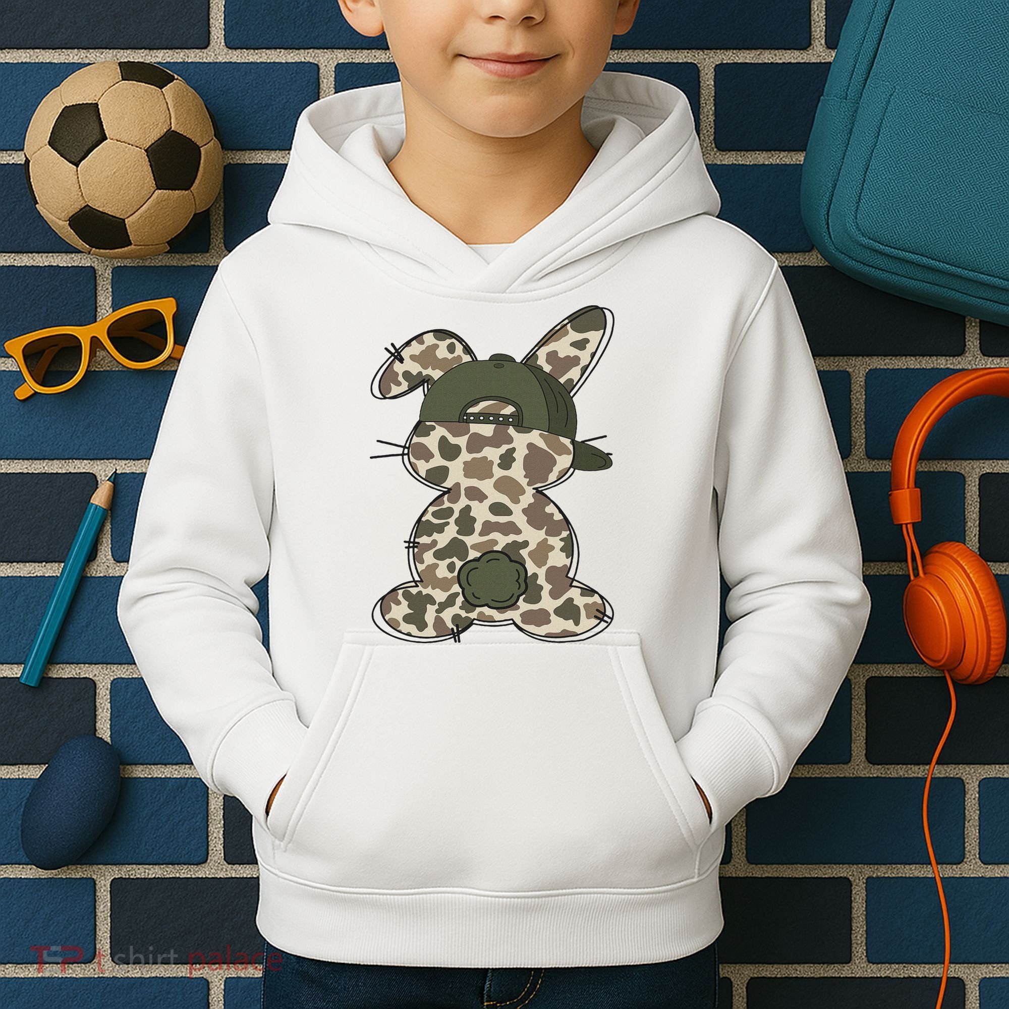 Boy Bunny Rabbit Duck Camo Camouflage Hat Ball Cap Easter Kids Hoodie