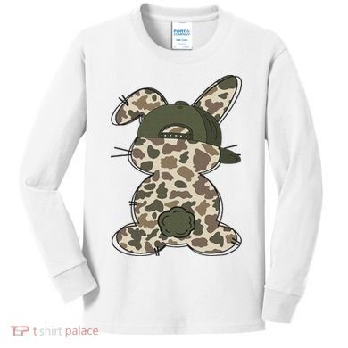 Boy Bunny Rabbit Duck Camo Camouflage Hat Ball Cap Easter Kids Long Sleeve Shirt