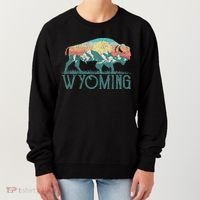 Bison Buffalo Retro Wyoming Wy Mountains Retro Women's Sweatshirt thumb 0