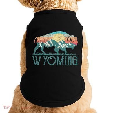 Bison Buffalo Retro Wyoming Wy Mountains Retro Doggie Tank