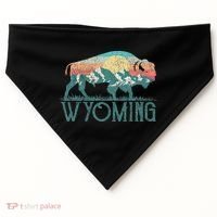 Bison Buffalo Retro Wyoming Wy Mountains Retro USA-Made Doggie Bandana thumb 0