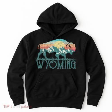 Bison Buffalo Retro Wyoming Wy Mountains Retro Hoodie
