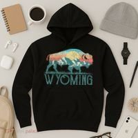 Bison Buffalo Retro Wyoming Wy Mountains Retro Hoodie thumb 3