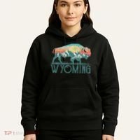 Bison Buffalo Retro Wyoming Wy Mountains Retro Hoodie thumb 5