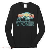 Bison Buffalo Retro Wyoming Wy Mountains Retro Long Sleeve Shirt thumb 0