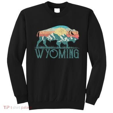 Bison Buffalo Retro Wyoming Wy Mountains Retro Sweatshirt