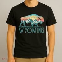 Bison Buffalo Retro Wyoming Wy Mountains Retro T-Shirt thumb 3