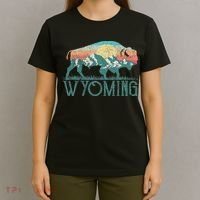 Bison Buffalo Retro Wyoming Wy Mountains Retro T-Shirt thumb 4