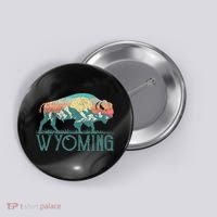 Bison Buffalo Retro Wyoming Wy Mountains Retro Button thumb 0