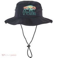 Bison Buffalo Retro Wyoming Wy Mountains Retro Bucket Hat thumb 0
