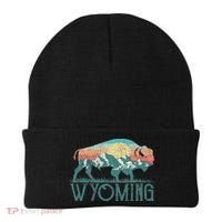 Bison Buffalo Retro Wyoming Wy Mountains Retro Beanie thumb 0