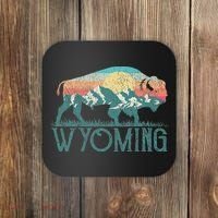 Bison Buffalo Retro Wyoming Wy Mountains Retro Coaster thumb 0