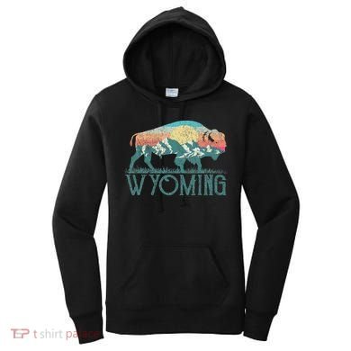 Bison Buffalo Retro Wyoming Wy Mountains Retro Women's Hoodie