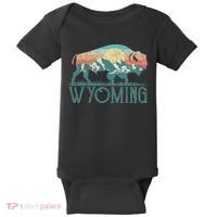 Bison Buffalo Retro Wyoming Wy Mountains Retro Baby Bodysuit thumb 0