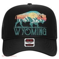 Bison Buffalo Retro Wyoming Wy Mountains Retro Hat thumb 0
