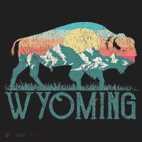 Bison Buffalo Retro Wyoming Wy Mountains Retro Hat thumb 2