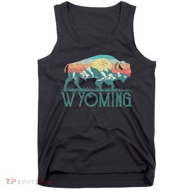 Bison Buffalo Retro Wyoming Wy Mountains Retro Tank Top